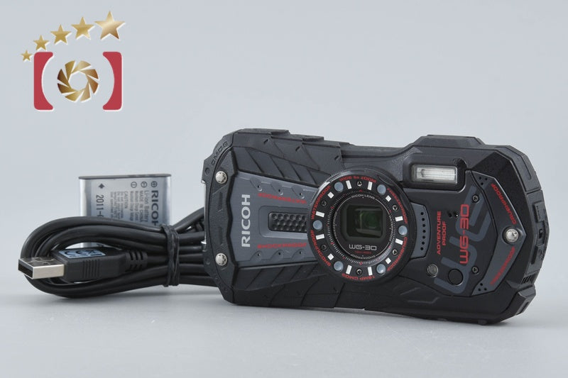 【中古】RICOH リコー PENTAX ペンタックス WG-30 ブラック 防水アクションカメラ シャッター回数僅少