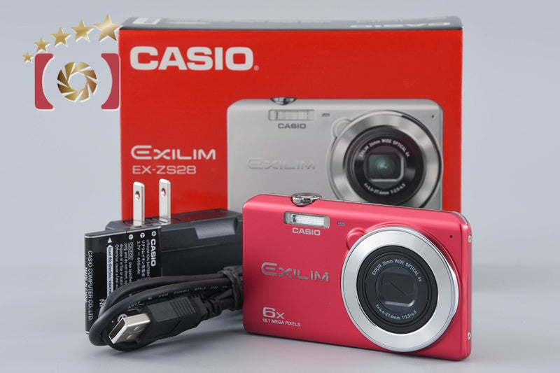 【中古】CASIO カシオ EXILIM EX-ZS28 レッド コンパクトデジタルカメラ 元箱付き