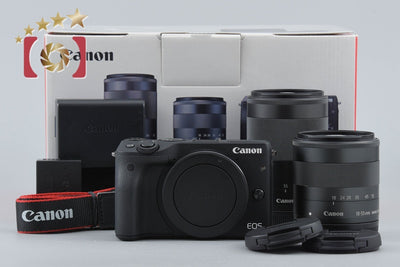 【中古】Canon キヤノン EOS M3 ブラック ダブルズームキット 元箱付き