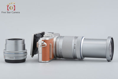 【中古】OLYMPUS オリンパス PEN E-PL8 EZ ダブルズームキット ブラウン シャッター回数僅少 元箱付き