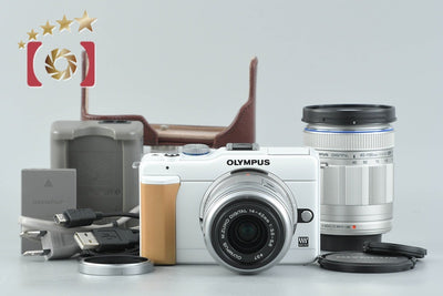 【中古】OLYMPUS オリンパス PEN Lite E-PL1s ホワイト + M.ZUIKO DIGITAL ED 14-42mm f/3.5-5.6 II R + M.ZUIKO DIGITAL ED 40-150mm f/4-5.6