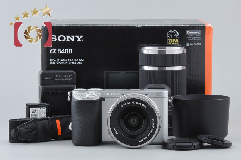 【中古】SONY ソニー α6400 ILCE-6400 シルバー ダブルズームレンズキット シャッター回数僅少 元箱付き