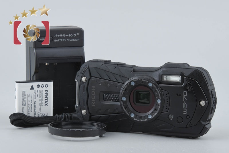【中古】RICOH リコー PENTAX ペンタックス WG-70 ブラック 防水アクションカメラ シャッター回数僅少