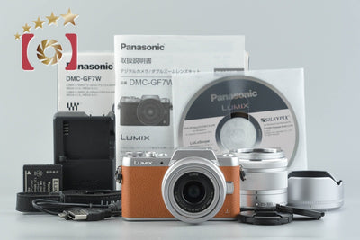 【中古】Panasonic パナソニック LUMIX DMC-GF7 ダブルズームレンズキット ブラウン シャッター回数僅少 元箱付き