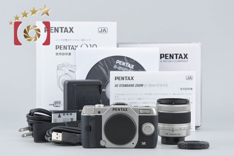 【中古】PENTAX ペンタックス Q10 ズームレンズキット シルバー シャッター回数僅少 元箱付き