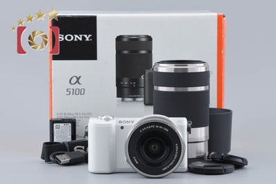 【中古】SONY ソニー α5100 ILCE-5100 ダブルズームレンズキット ホワイト シャッター回数僅少 元箱付き 多言語対応