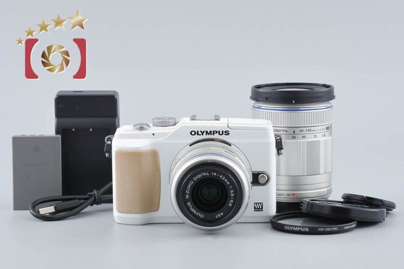 【中古】OLYMPUS オリンパス PEN Lite E-PL2 ダブルズームキット ホワイト シャッター回数僅少