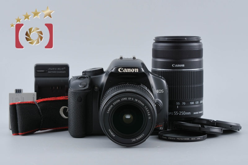 [Used] Canon EOS Kiss X2 + EF-S 18-55mm f/3.5-5.6 IS + EF-S 55-250mm f/4-5.6 IS II