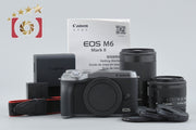 【中古】Canon キヤノン EOS M6 Mark II ダブルズームキット シルバー シャッター回数僅少