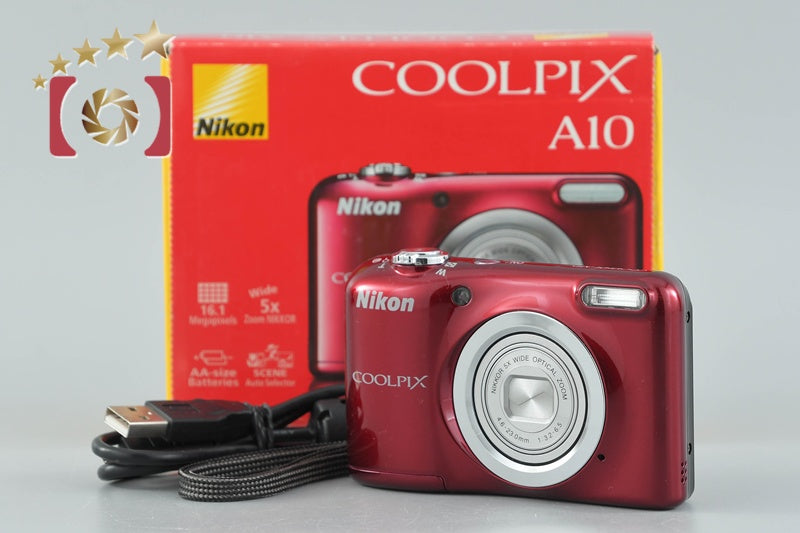 【中古】Nikon ニコン COOLPIX A10 レッド コンパクトデジタルカメラ 元箱付き