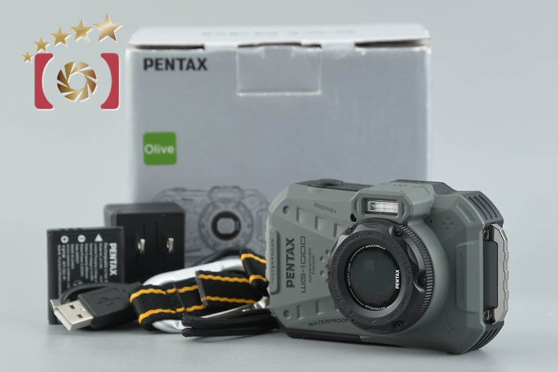 【中古】RICOH リコー PENTAX ペンタックス WG-1000 オリーブ 防水アクションカメラ 元箱付き