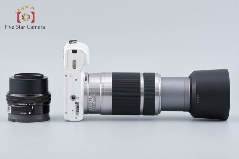 【美品】SONY(ソニー) α5000 ホワイト　シャッター回数214 中古】SONY ソニー α5000 ILCE-5000 ダブルズームレンズキット