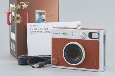 【中古】FUJIFILM 富士フイルム instax Mini Evo ブラウン インスタントカメラ 元箱付き