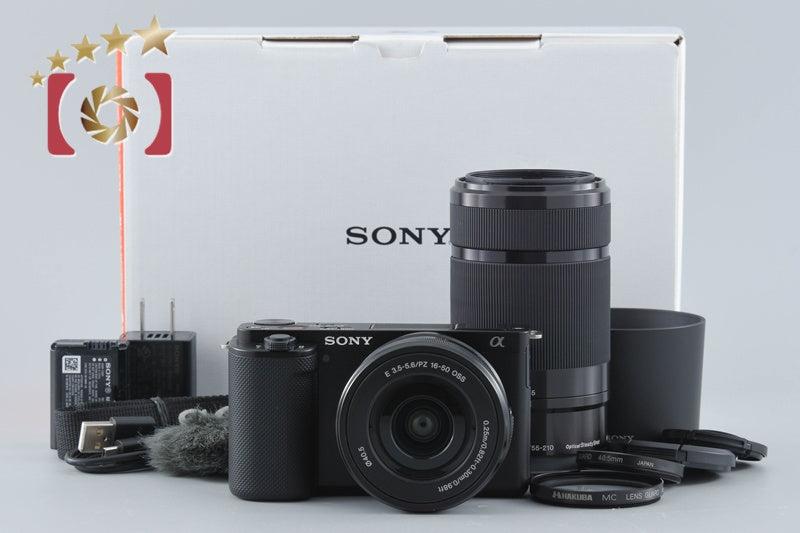 【中古】SONY ソニー α VLOGCAM ZV-E10 ダブルズームレンズキット ブラック シャッター回数僅少 元箱付き