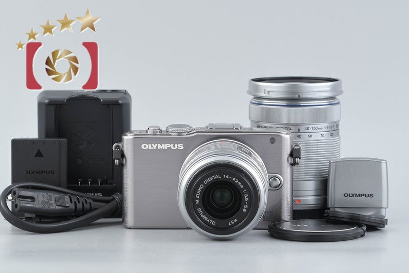 【中古】OLYMPUS オリンパス PEN Lite E-PL3 ダブルズームレンズキット シルバー シャッター回数僅少