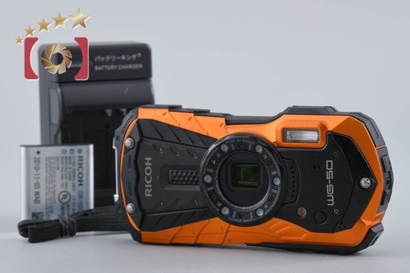 【中古】RICOH リコー PENTAX ペンタックス WG-50 オレンジ 防水デジタルカメラ