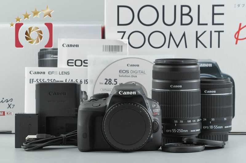 【中古】Canon キヤノン EOS Kiss X7 ダブルズームキット ブラック シャッター回数僅少 元箱付き