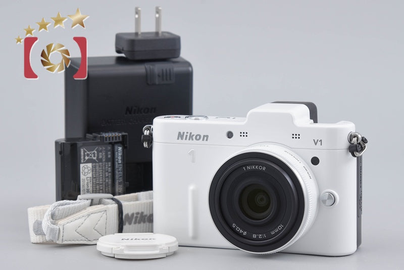 【中古】Nikon ニコン 1 V1 薄型レンズキット ホワイト シャッター回数僅少