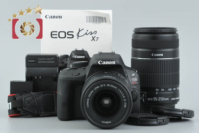【中古】Canon キヤノン EOS Kiss X7 ダブルズームキット ブラック シャッター回数僅少