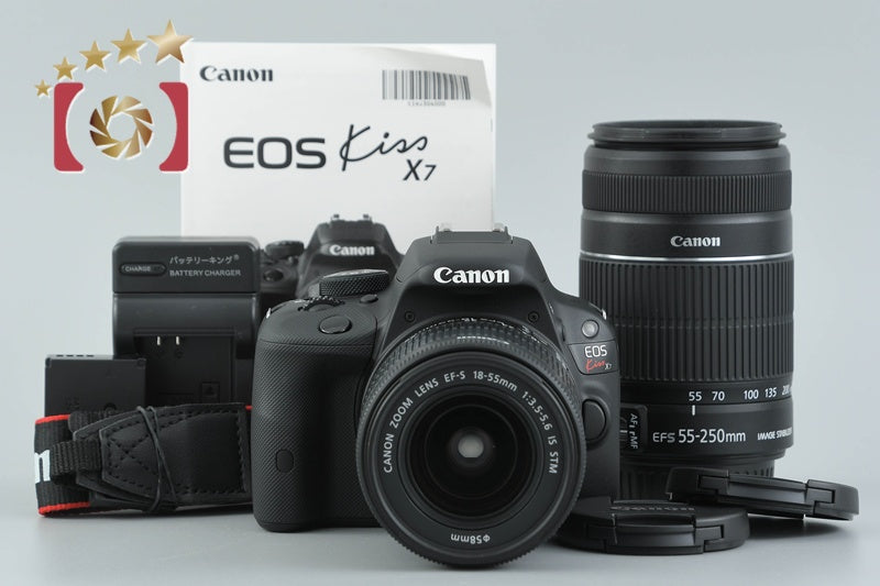 【中古】Canon キヤノン EOS Kiss X7 ダブルズームキット ブラック シャッター回数僅少