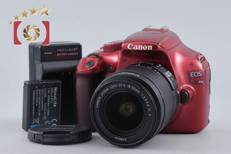 【中古】Canon キヤノン EOS Kiss X50 18-55 レンズキット レッド