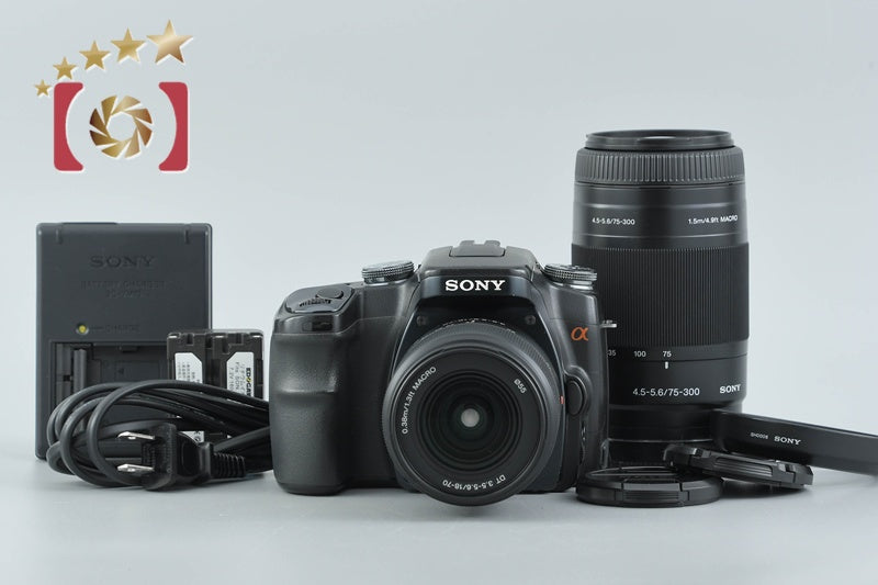 【中古】SONY ソニー α100 DSLR-A100W ダブルズームレンズキット ブラック