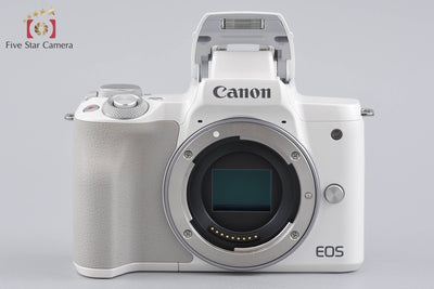 【中古】Canon キヤノン EOS Kiss M ダブルズームキット ホワイト シャッター回数僅少 元箱付き
