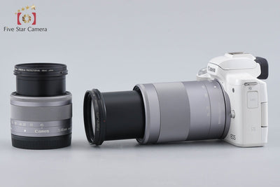 【中古】Canon キヤノン EOS Kiss M ダブルズームキット ホワイト シャッター回数僅少 元箱付き