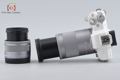 【中古】Canon キヤノン EOS Kiss M ダブルズームキット ホワイト シャッター回数僅少 元箱付き
