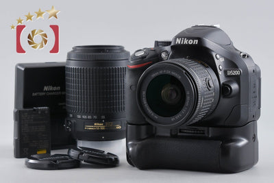【中古】Nikon ニコン D5200 ブラック + AF-P DX NIKKOR 18-55mm f/3.5-5.6 G VR + AF-S DX NIKKOR 55-200mm f/4-5.6 G ED VR