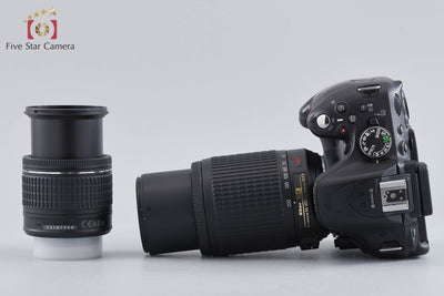 【中古】Nikon ニコン D5200 ブラック + AF-P DX NIKKOR 18-55mm f/3.5-5.6 G VR + AF-S DX NIKKOR 55-200mm f/4-5.6 G ED VR