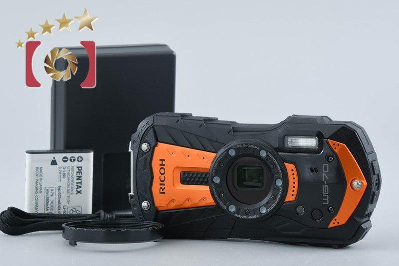 【中古】RICOH リコー PENTAX ペンタックス WG-70 オレンジ 防水アクションカメラ シャッター回数僅少