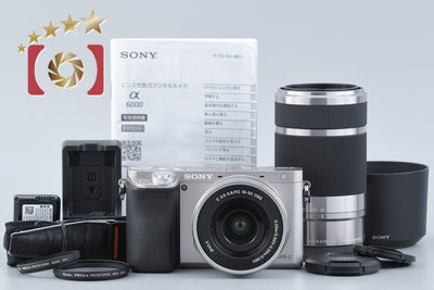 【中古】SONY ソニー α6000 ILCE-6000 ダブルズームレンズキット シルバー シャッター回数僅少 多言語対応