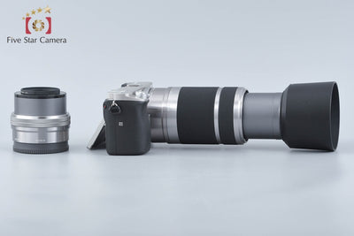 【中古】SONY ソニー α6000 ILCE-6000 ダブルズームレンズキット シルバー シャッター回数僅少 多言語対応