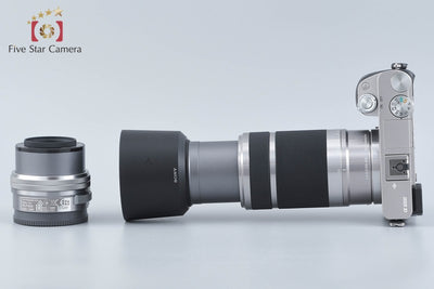 【中古】SONY ソニー α6000 ILCE-6000 ダブルズームレンズキット シルバー シャッター回数僅少 多言語対応