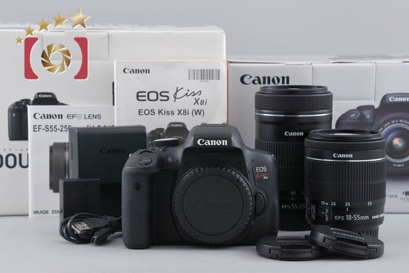 【中古】Canon キヤノン EOS Kiss X8i ダブルズームキット 元箱付き