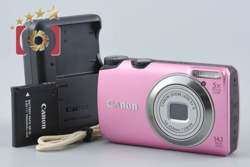 【中古】Canon キヤノン PowerShot A3200 IS ピンク コンパクトデジタルカメラ
