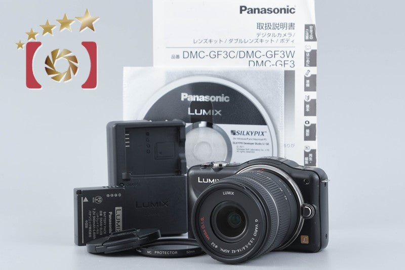 【中古】Panasonic パナソニック LUMIX DMC-GF3 ブラック + G VARIO 14-42mm f/3.5-5.6 ASPH. MEGA O.I.S. H-FS014042