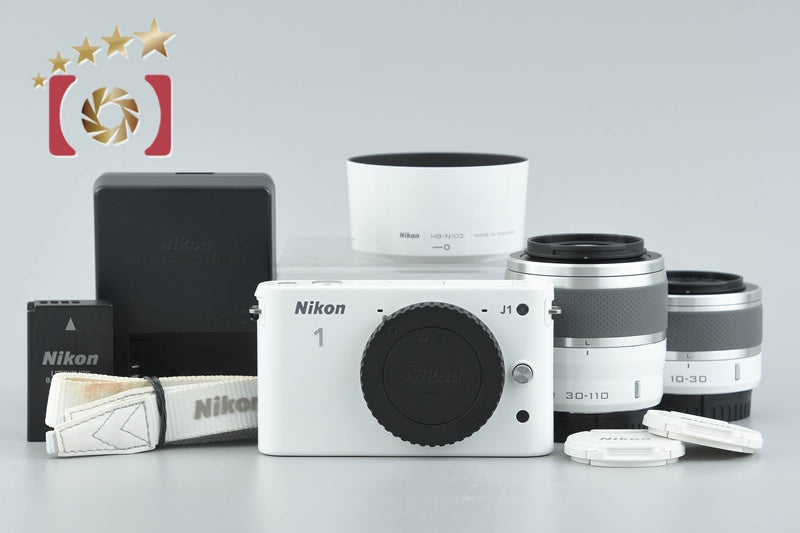 【中古】Nikon ニコン 1 J1 ダブルズームキット ホワイト シャッター回数僅少