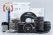 【中古】OLYMPUS オリンパス PEN Lite E-PL3 ダブルズームレンズキット ブラック 元箱付き