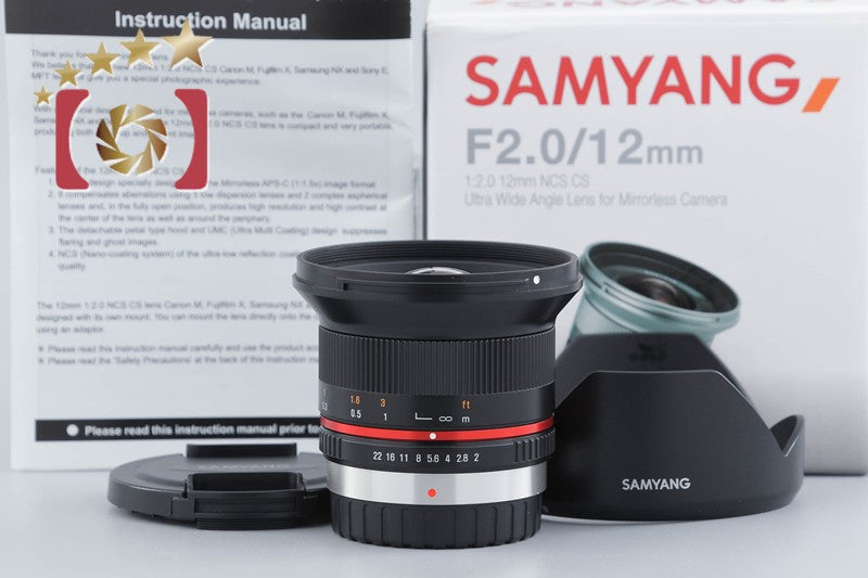 【中古】SAMYANG サムヤン 12mm f/2 NCS CS ブラック マイクロフォーサーズ用 元箱付き