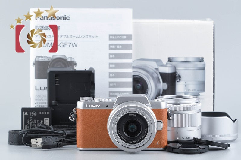 【中古】Panasonic パナソニック LUMIX DMC-GF7 ダブルズームレンズキット ブラウン シャッター回数僅少 元箱付き