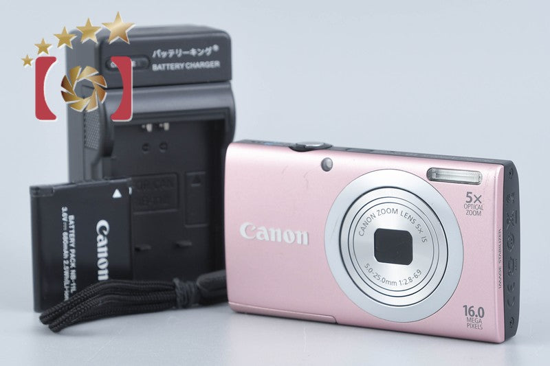 【中古】Canon キヤノン PowerShot A2400 IS ピンク コンパクトデジタルカメラ