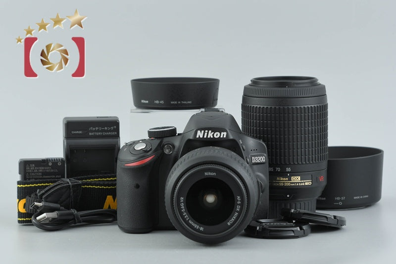 【中古】Nikon ニコン D3200 ダブルズームレンズキット ブラック シャッター回数僅少