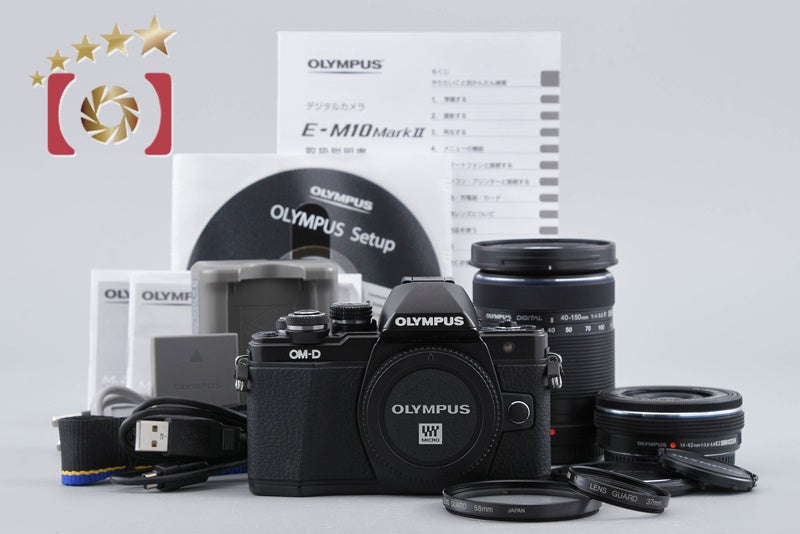 【中古】OLYMPUS オリンパス OM-D E-M10 Mark II EZ ダブルズームキット ブラック シャッター回数僅少