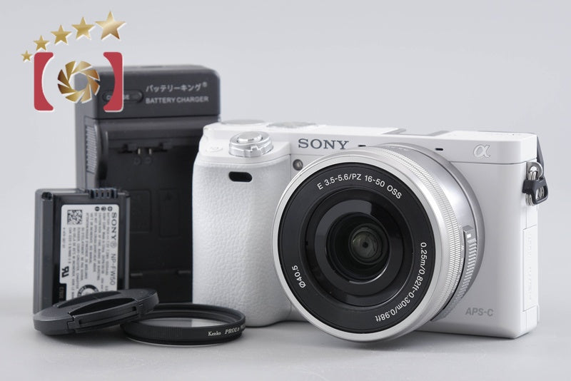 【中古】SONY ソニー α6000 ILCE-6000 ホワイト パワーズームレンズキット シャッター回数僅少 多言語対応