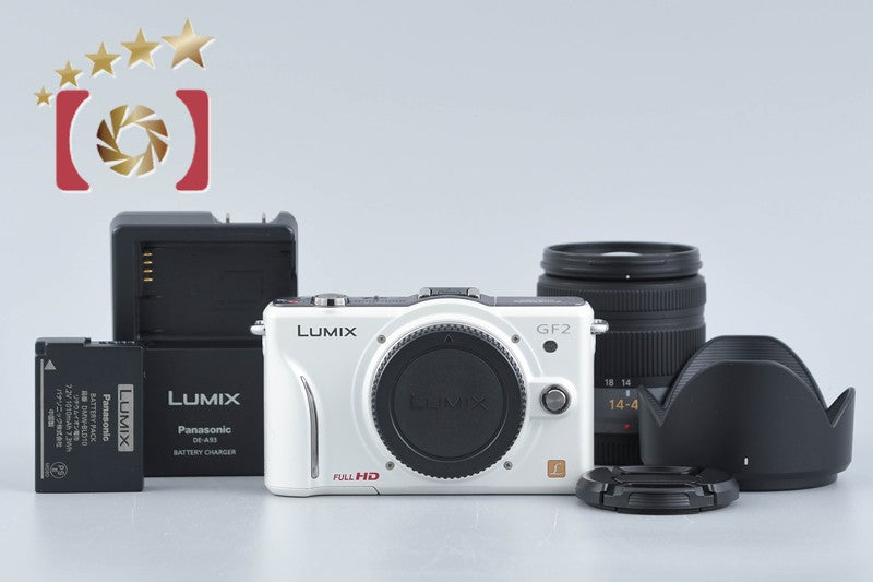 【中古】Panasonic パナソニック LUMIX DMC-GF2 ホワイト + LUMIX G VARIO 14-42mm f/3.5-5.6 ASPH. MEGA O.I.S. H-FS014042