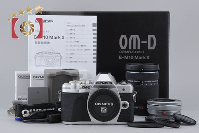 【中古】OLYMPUS オリンパス OM-D E-M10 Mark III EZ ダブルズームキット シルバー シャッター回数僅少 元箱付き