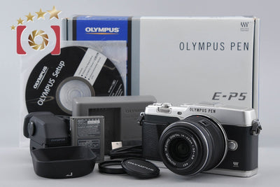 【中古】OLYMPUS オリンパス PEN E-P5 シルバー 14-42mm レンズキット + VF-4 ビューファインダー シャッター回数僅少 元箱付き