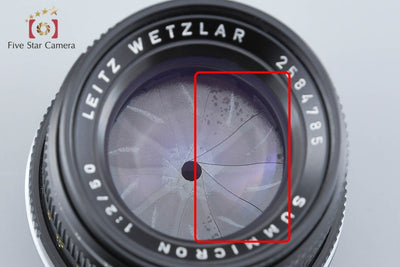 【中古】Leica ライカ Summicron 50mm f/2 ライカMマウント 2026.8月 オーバーホール済み